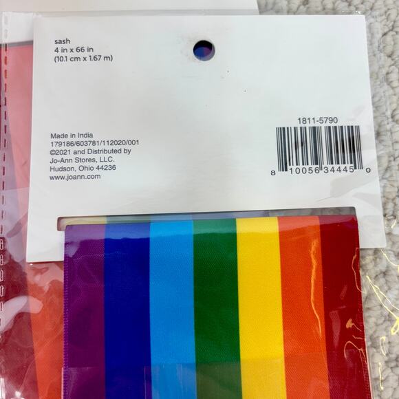 Rainbow Ribbon Satin Sash 4" x 66" 5.5 Ft. New Joann Lot of 7 NIP Gay Pride Flag - Picture 3 of 3